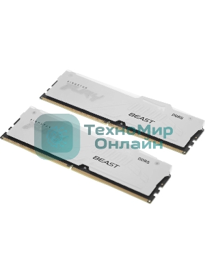 Оперативная память Kingston Fury Beast, DDR5, 32Gb (2x16Gb), 5600MHz, CL40, DIMM, с радиаторами, RGB, белый