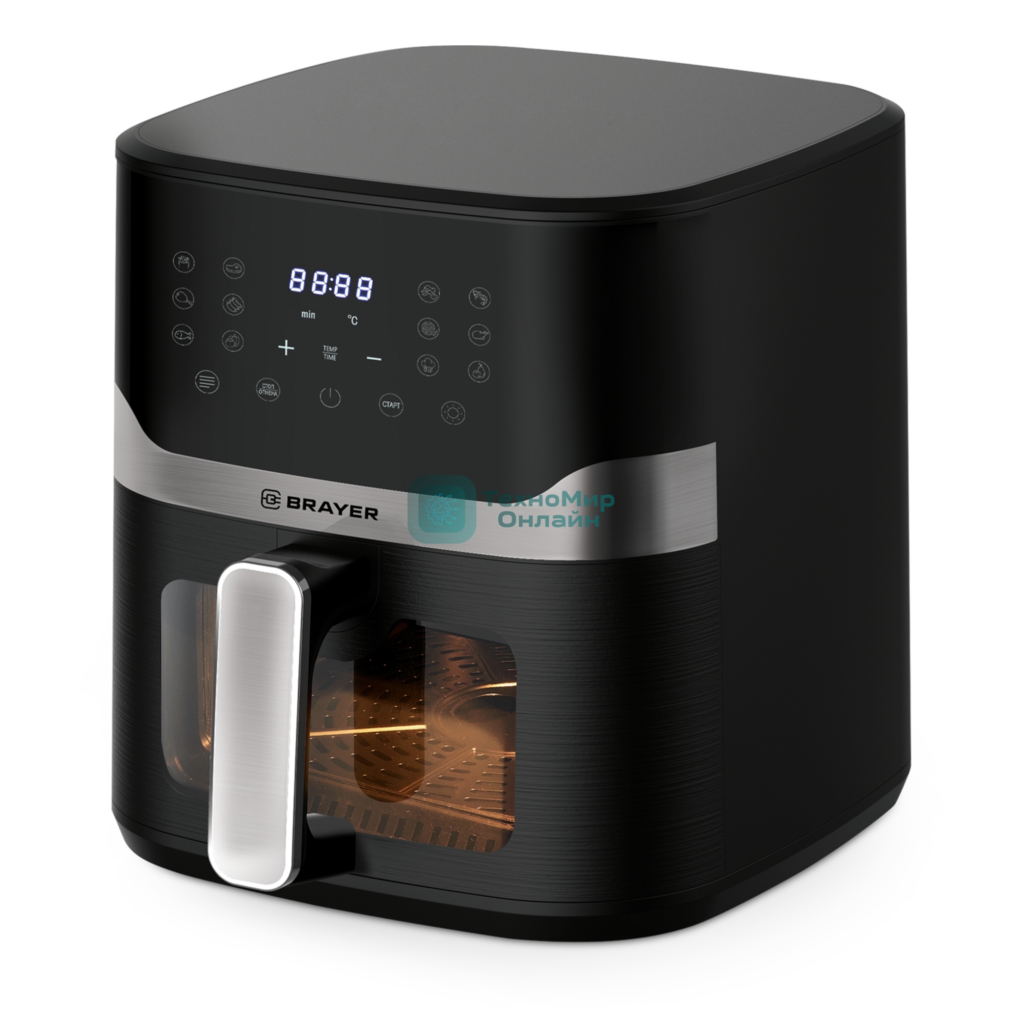 Аэрогриль Brayer BR2040 черный, 1800 Вт, 10 л, сенсор, 12 программ