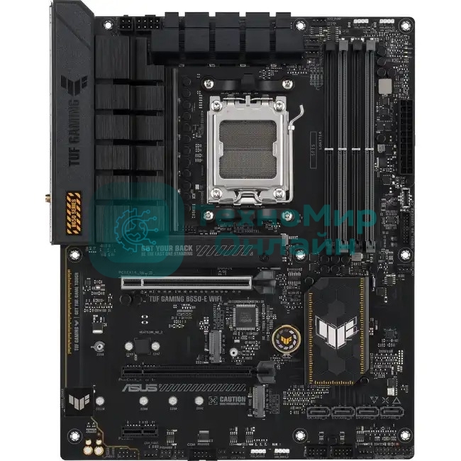 Материнская плата ASUS TUF GAMING B650E-PLUS WIFI, AM5, AMD B650, 4xDDR5, 4xSATA, 3xM.2, 1xPCIe 5.0 x16, 1xPCIe 4.0 x4, 2xPCIe 4.0 x1, 1xDisplayPort, 1xHDMI, 1x2.5Gb LAN, Wi-Fi 6E, Bluetooth 5.3, 1xUSB-C 20Gbps, 3xUSB-A 10Gbps, 6xUSB-A 2.0, 5x3.5 мм, 7.1, ATX