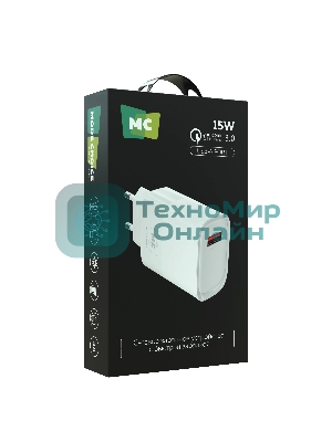 Сетевое зарядное устройство MORE CHOICE (4620202553379) NC09 1USB 3.0A QC3.0 15W, белый