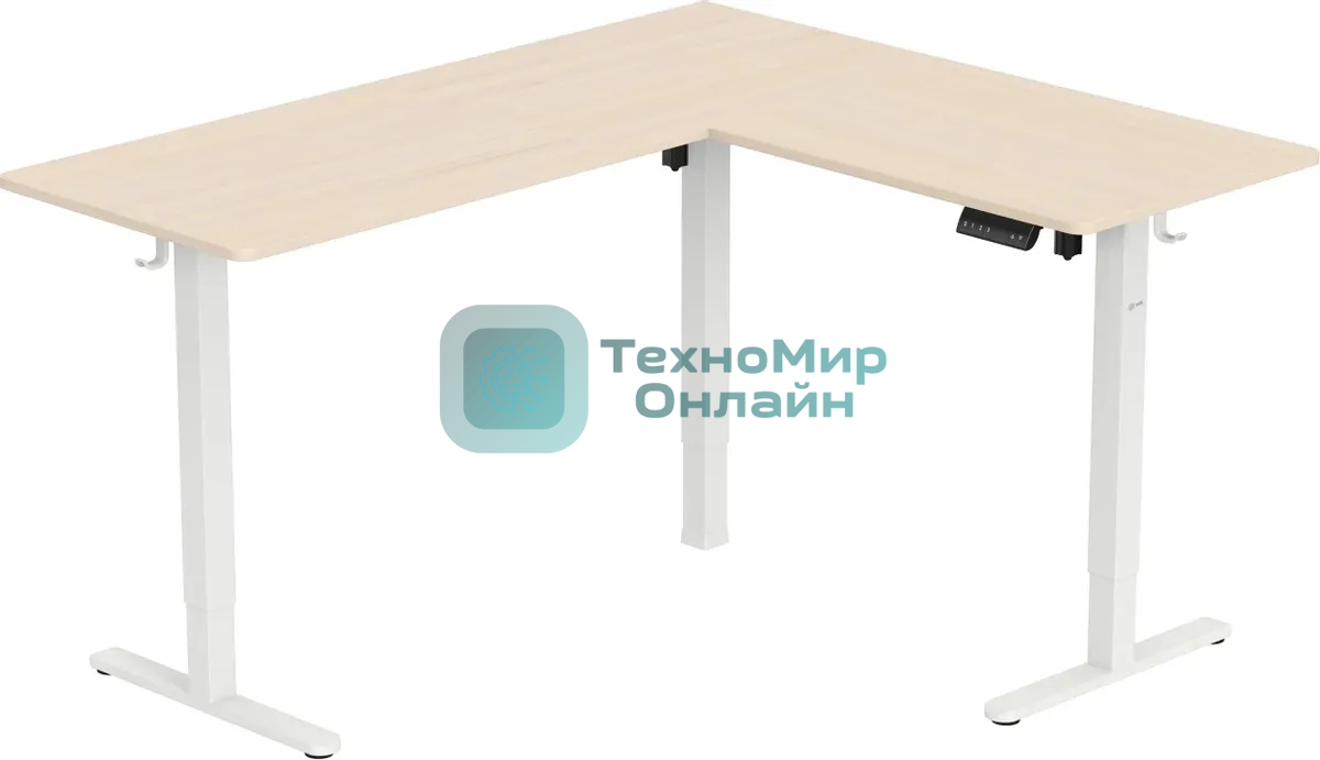 Стол компьютерный Cactus угловой подъемный столешница МДФ, белый дуб каркас белый 140x72x60 см (CS-EDXL-WWD)