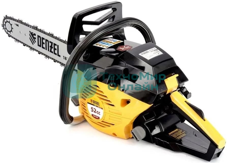 Пила цепная бензиновая Denzel DGS-5218, шина 45 см, 52см3, 3,5 л.с., шаг 0,325, паз 1,5 мм,
