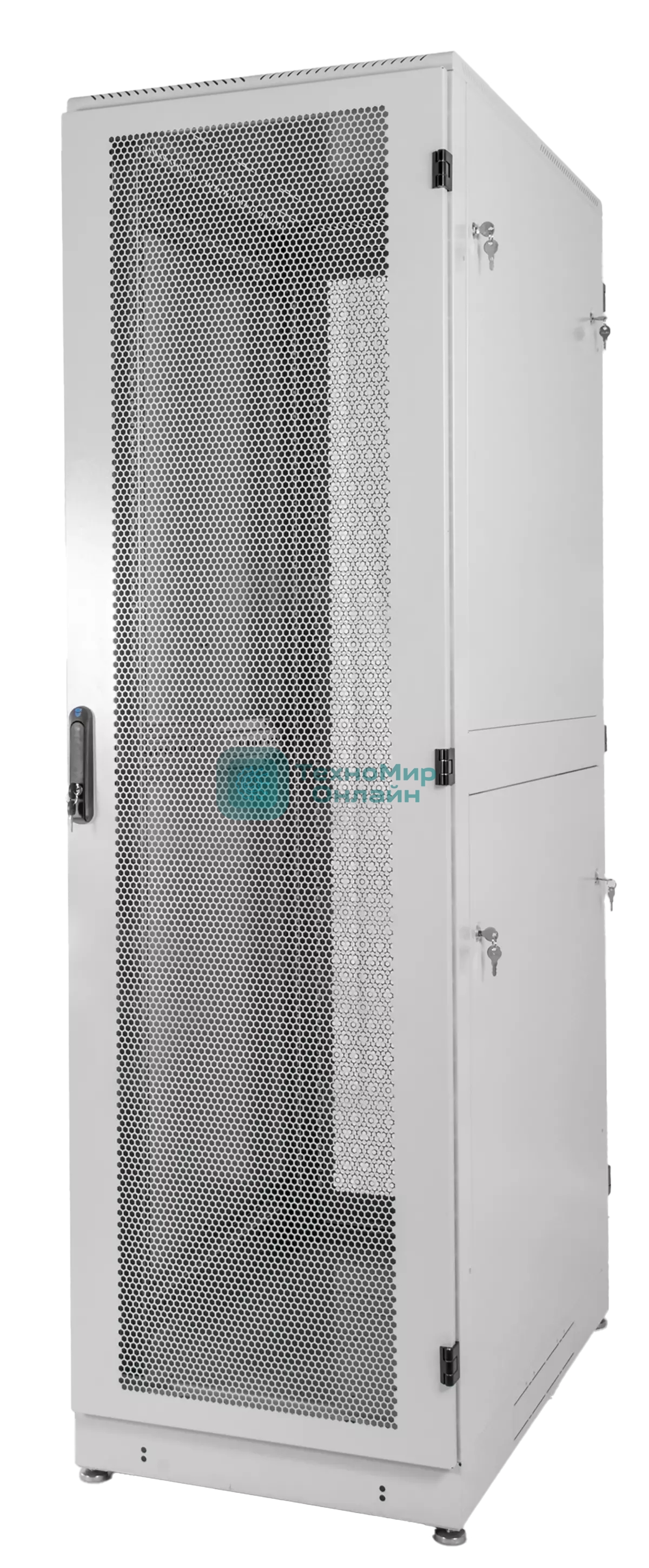 Шкаф телекоммуникационный напольный 42U (600 × 1000) дверь перфорированная, задние двойные перф.