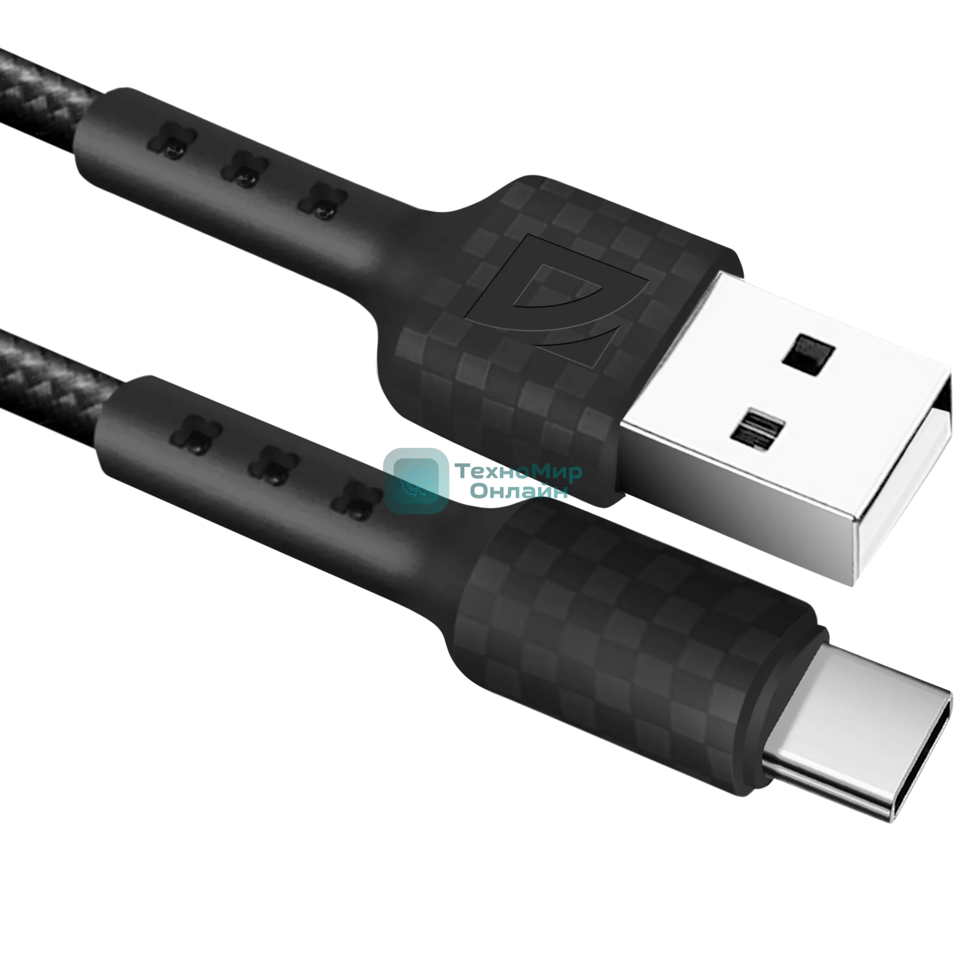 Кабель Defender F181, USB 2.0 (AM) - Type-C, 1 м, 2.4А, нейлоновая оплетка, черный.