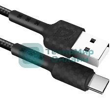 Кабель Defender F181, USB 2.0 (AM) - Type-C, 1 м, 2.4А, нейлоновая оплетка, черный.