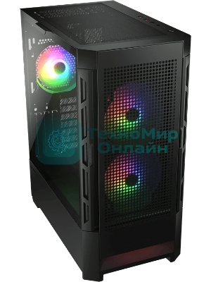 Компьютерный корпус Cougar Airface RGB Black, 2х140мм + 1x120мм ARGB Fan, ARGB Fan Hub, без БП, черный, ATX