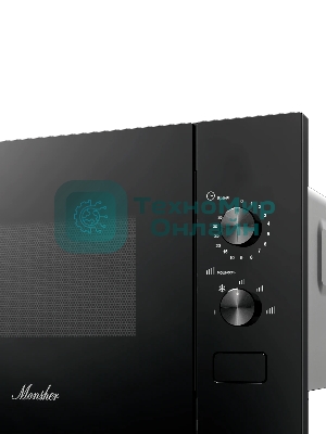 Встраиваемая микроволновая печь MONSHER MMH 1015 Noir, High-Tech, 15 л, мощность 600 Вт, 5 уровней мощности, размораживание, поворотное управление, черный