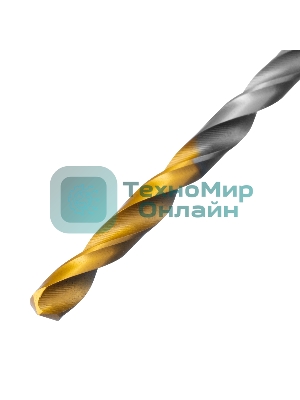 Сверло спиральное по металлу Denzel 3,5 х 112 мм, Р6М5, Golden Tip, удлиненное, 2 шт.