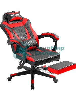 Кресло Defender CRUISER BLACK/RED черный/красный, экокожа, подставка для ног