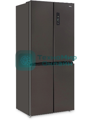 Холодильник Hyundai CM45043F черная сталь трехкамерный 270/135л морозилка снизу No Frost, Side by Side