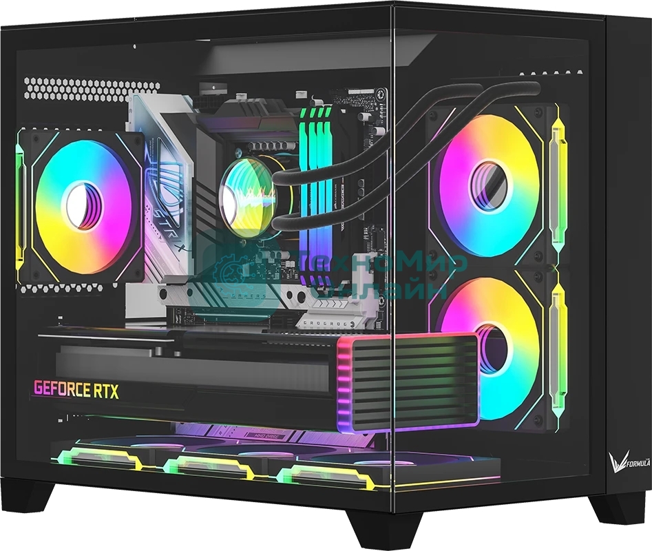 Компьютерный корпус AeroCool/Formula Crystal Z9ML Floe черный без БП mATX 4x120мм 2xUSB 3.0 audio bott PSU