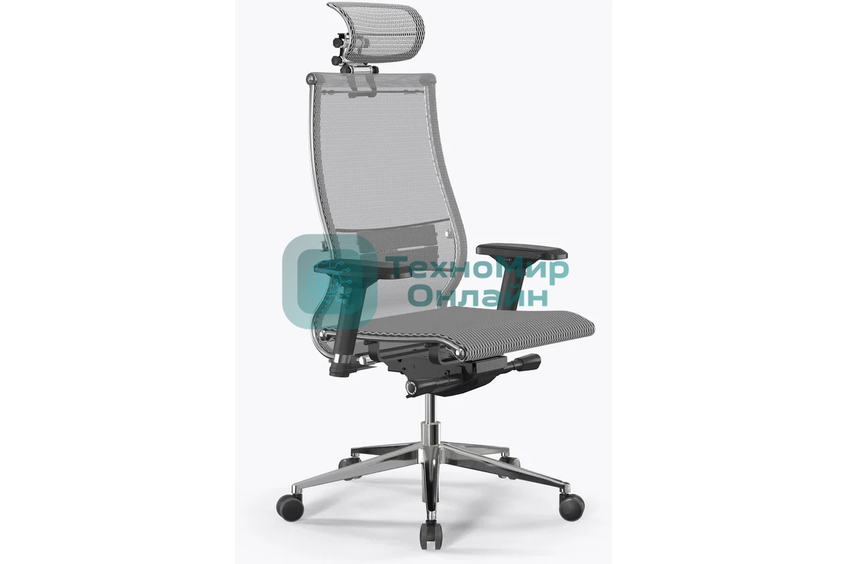 Кресло Метта Samurai S-3 белый сиденье белый сетка с подголов. крестов. металл хром