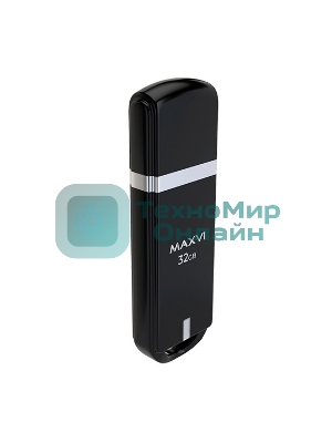 Флешка USB Maxvi P3 32Gb USB 2.0 черный, монолит с колпачком, ABS пластик