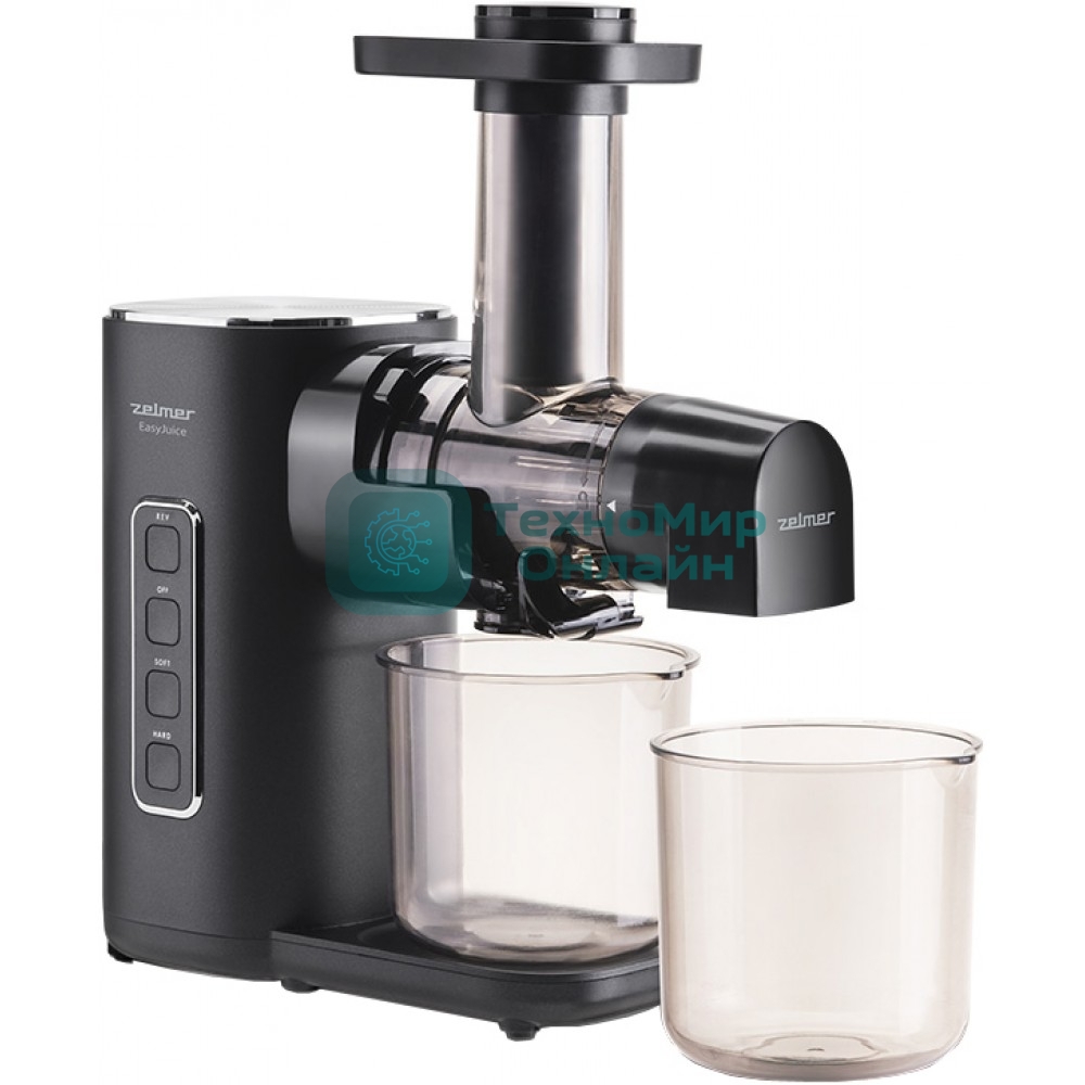 Соковыжималка Zelmer ZJP3900 чёрный/серебристый, шнековая горизонтальная, 150 Вт, 500 мл, электронное, реверс