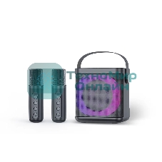 Переносная караоке система TRS2406 iconBIT K702B Колонка 10Вт, 2 микрофона Bluetooth, подсвктка, с аккумулятор в колонке 1500mAh и микрофонах, 16*12*16.7 CM, черный