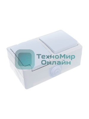 Блок ОП Аллегро 1-кл. вык. + роз. с заземл. защ. шторки с крыш. IP54 бел. UNIVersal 5562968