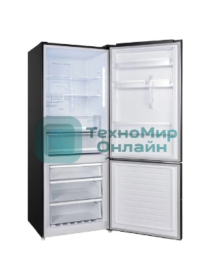 Холодильник Korting KNFC 72337 XN черный двухкамерный 324/108л морозилка снизу, No Frost