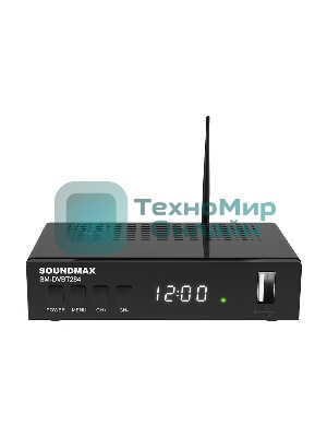 Приставка для цифрового ТВ SoundMax SM-DVBT284 черный, DVB-T2, DVB-T, DVB-C, HDMI, USB 2.0 х2