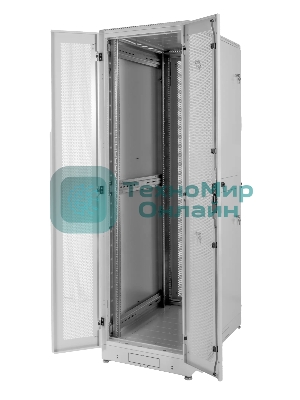 Шкаф телекоммуникационный напольный 42U (600 × 1000) дверь перфорированная, задние двойные перф.