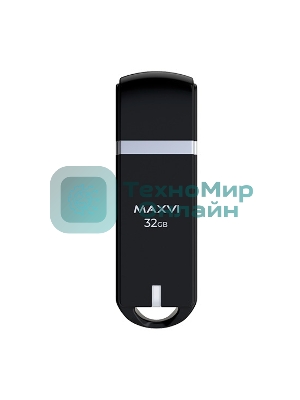 Флешка USB Maxvi P3 32Gb USB 2.0 черный, монолит с колпачком, ABS пластик