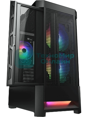Компьютерный корпус Cougar Airface RGB Black, 2х140мм + 1x120мм ARGB Fan, ARGB Fan Hub, без БП, черный, ATX