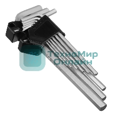 Набор ключей имбусовых Denzel, HEX, 1,5-10 мм, CrV, 9 шт., удлиненные