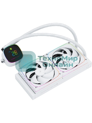Система жидкостного охлаждения Thermalright Frozen Horizon 240 Digital (240мм, LED temp., White, ARGB/Fans: 2x120мм, 68.9CFM, 28.2dBA, 2000RPM/Pump height 53.2мм, Rad thickness 27мм/S: 1700, 1200, 1851, 115X, AM5, AM4)