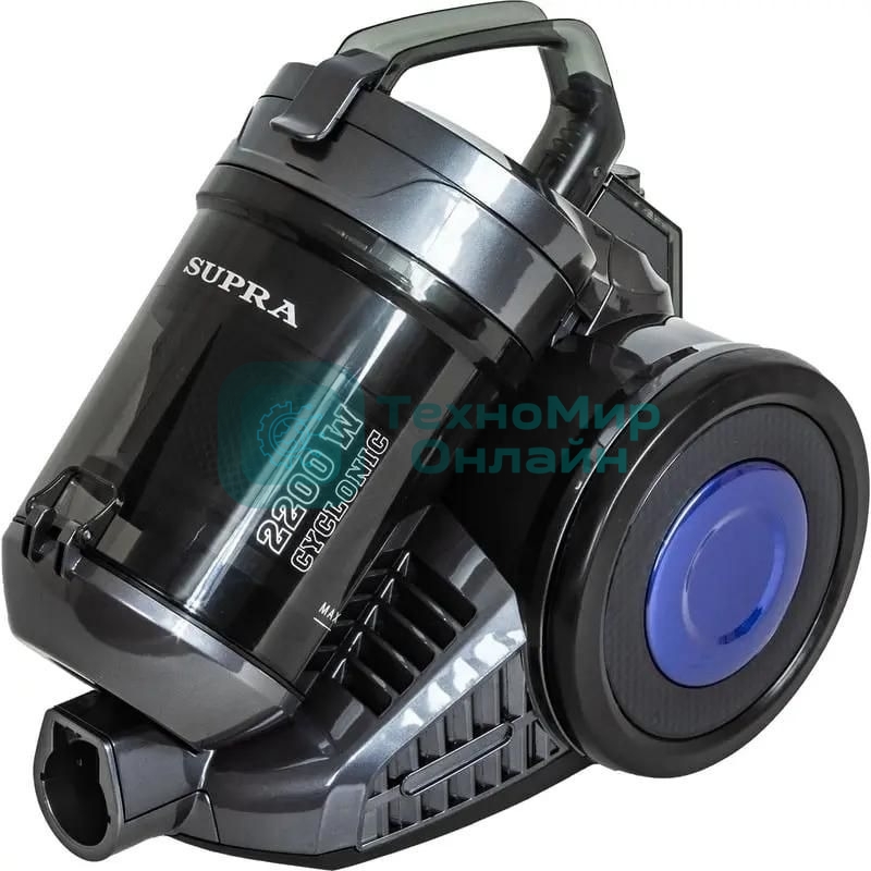 Пылесос Supra VCS-2410 синий/черный, 380/2200 Вт, уборка сухая, пылесборник контейнер, 1.5 л