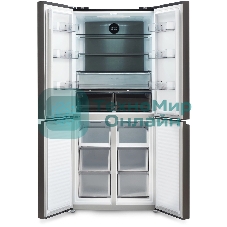 Холодильник Hyundai CM45043F черная сталь трехкамерный 270/135л морозилка снизу No Frost, Side by Side