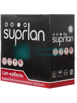 Кабель информационный Suprlan Median 01-0334-9, cat.5e U/UTP 4 пары 24AWG, PVC внутренний, 305м, серый