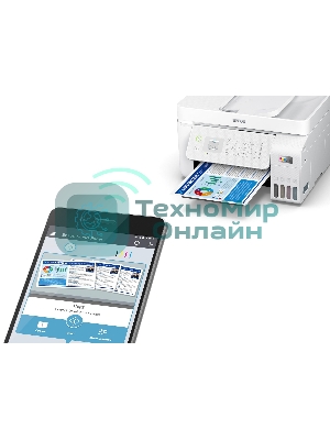 МФУ струйное Epson EcoTank L5296 (C11CJ65411) белый, A4, ч/б печ. 33стр/мин., цв. печ. 15стр/мин., 5760x1440 DPI, 2400х1200 DPI, USB, Ethernet, Wi-Fi