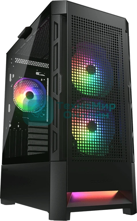 Компьютерный корпус Cougar Airface RGB Black, 2х140мм + 1x120мм ARGB Fan, ARGB Fan Hub, без БП, черный, ATX