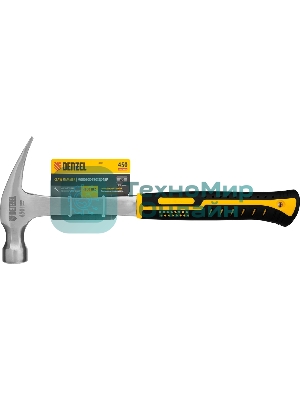 Молоток-гвоздодер Denzel 450 г, цельнометаллический, двухкомпонентная рукоятка