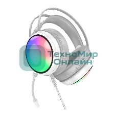 Проводные наушники Borofone BO108 белый, полноразмерные, RGB-подсветка