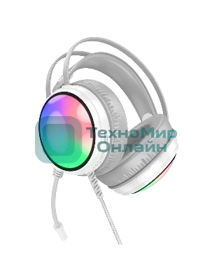 Проводные наушники Borofone BO108 белый, полноразмерные, RGB-подсветка