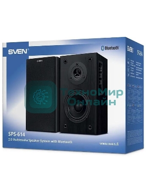 Акустическая система SVEN SPS-614 2.0 (2x20W, Bluetooth, дерево, black)