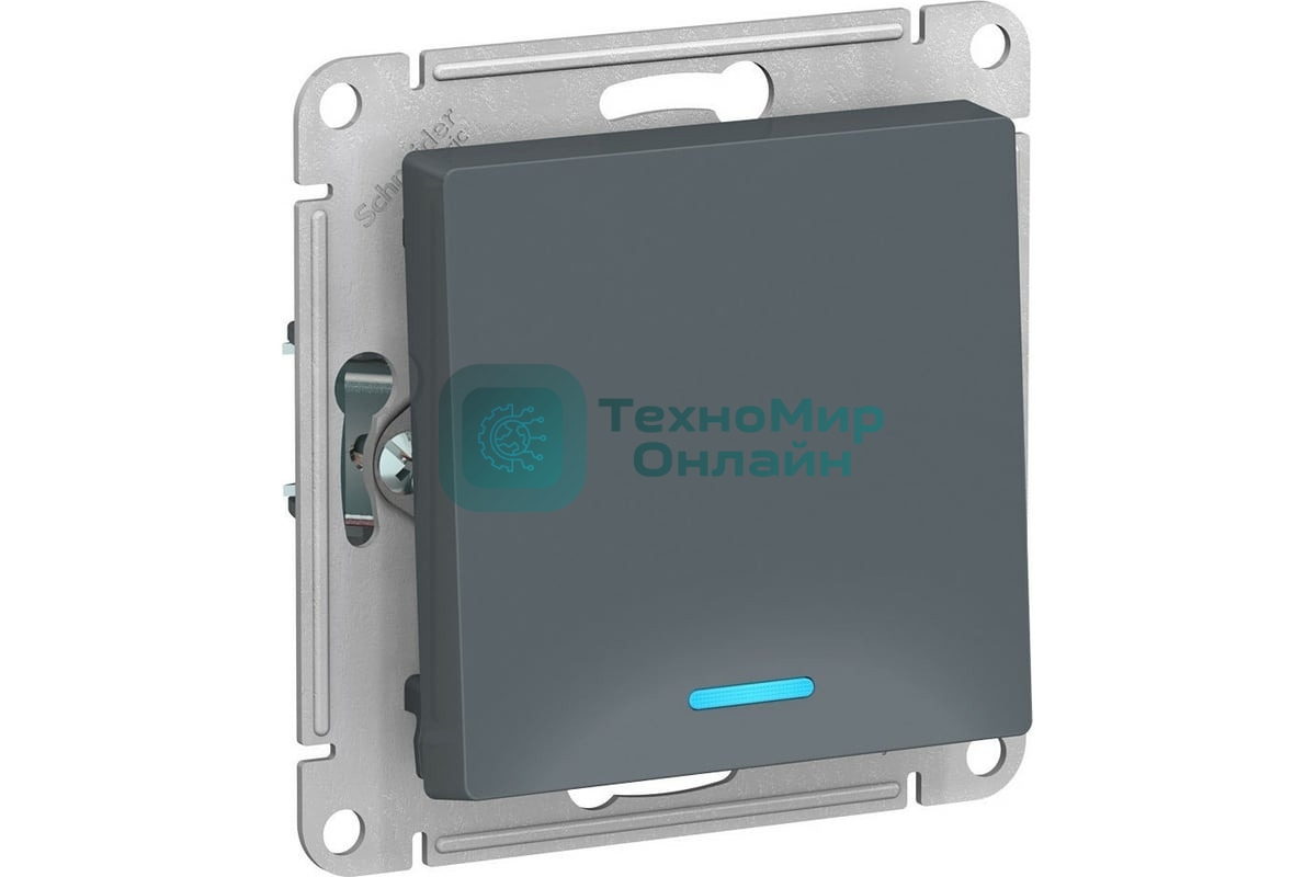 Механизм выключателя 1-кл. СП AtlasDesign 10А IP20 (сх. 1а) 10AX с подсветкой грифель