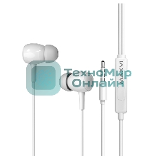 Проводные наушники Maxvi MHF-17 Easy белый, внутриканальные, проводной (Jack 3.5 мм), встроенный микрофон