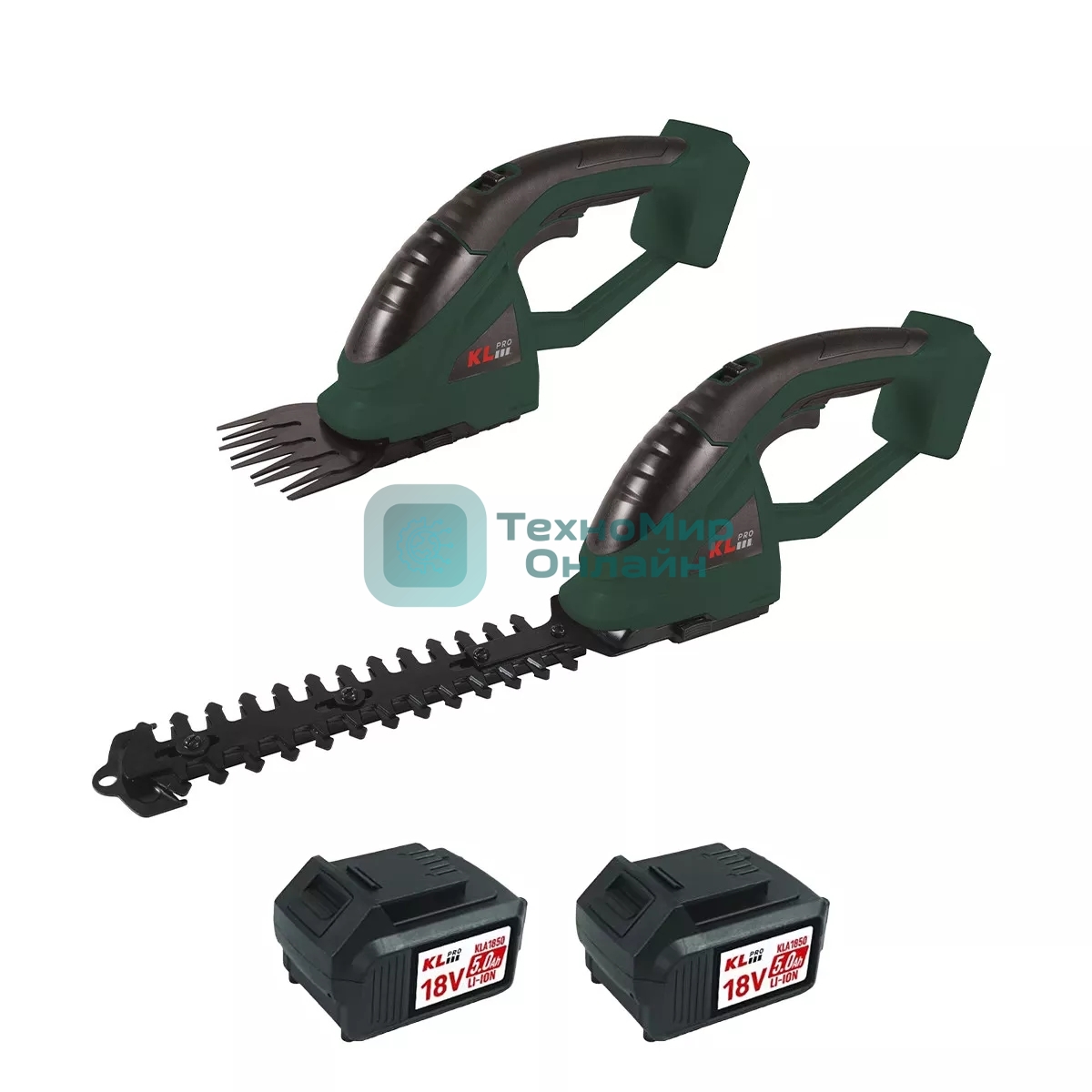 Профессиональные аккумуляторные ножницы-кусторез KLPRO KLBCB18-50 (18В, Li-ion-2шт 5,0А·ч, ЗУ 4,5А 1200об/мин)