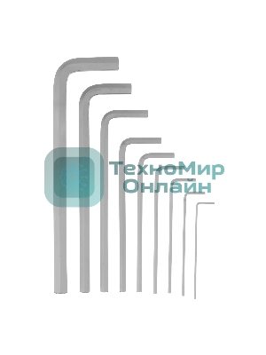 Набор ключей имбусовых Denzel, HEX, 1,5-10 мм, CrV, 9 шт., удлиненные