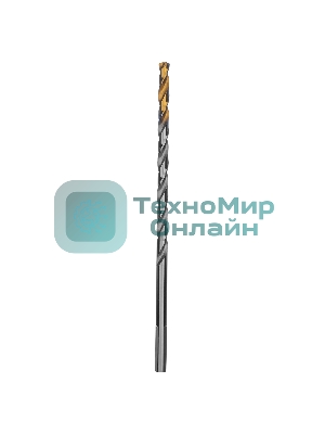 Сверло спиральное по металлу Denzel 5 х 132 мм, Р6М5, Golden Tip, удлиненное