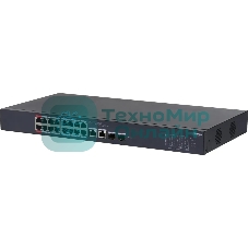 Коммутатор Dahua DH-CS4218-16ET-240 (L2) 16x100 Мбит/с 2xКомбо(1000BASE-T/SFP) 2SFP 16PoE 240W управляемый