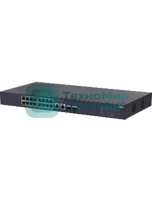 Коммутатор Dahua DH-CS4218-16ET-240 (L2) 16x100 Мбит/с 2xКомбо(1000BASE-T/SFP) 2SFP 16PoE 240W управляемый