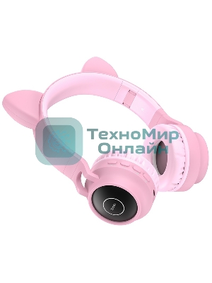 Беспроводные/проводные наушники Hoco W27 серый, накладные, Bluetooth + проводной, «кошачьи ушки», до 5 ч.