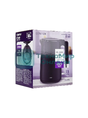 Чайник электрический Centek CT-1011 черный, 2200 Вт, 1.5 л