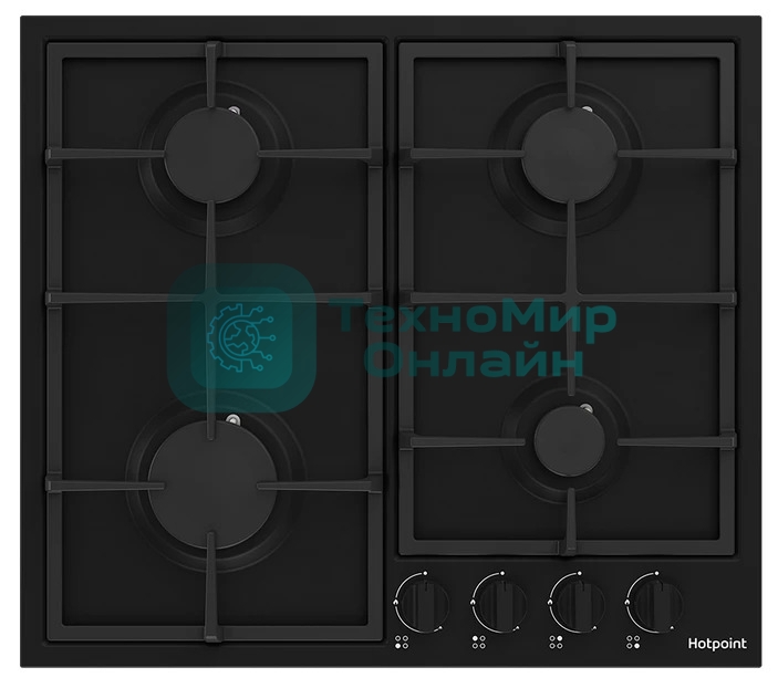 Газовая варочная поверхность Hotpoint HGMT 642 BL, независимая, черный