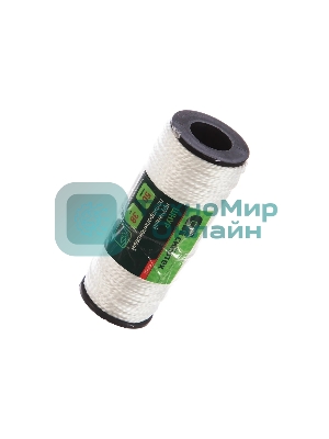 Шнур крученый полипропиленовый Сибртех 2 мм, L 50 м, 38 кгс, на катушке, белый