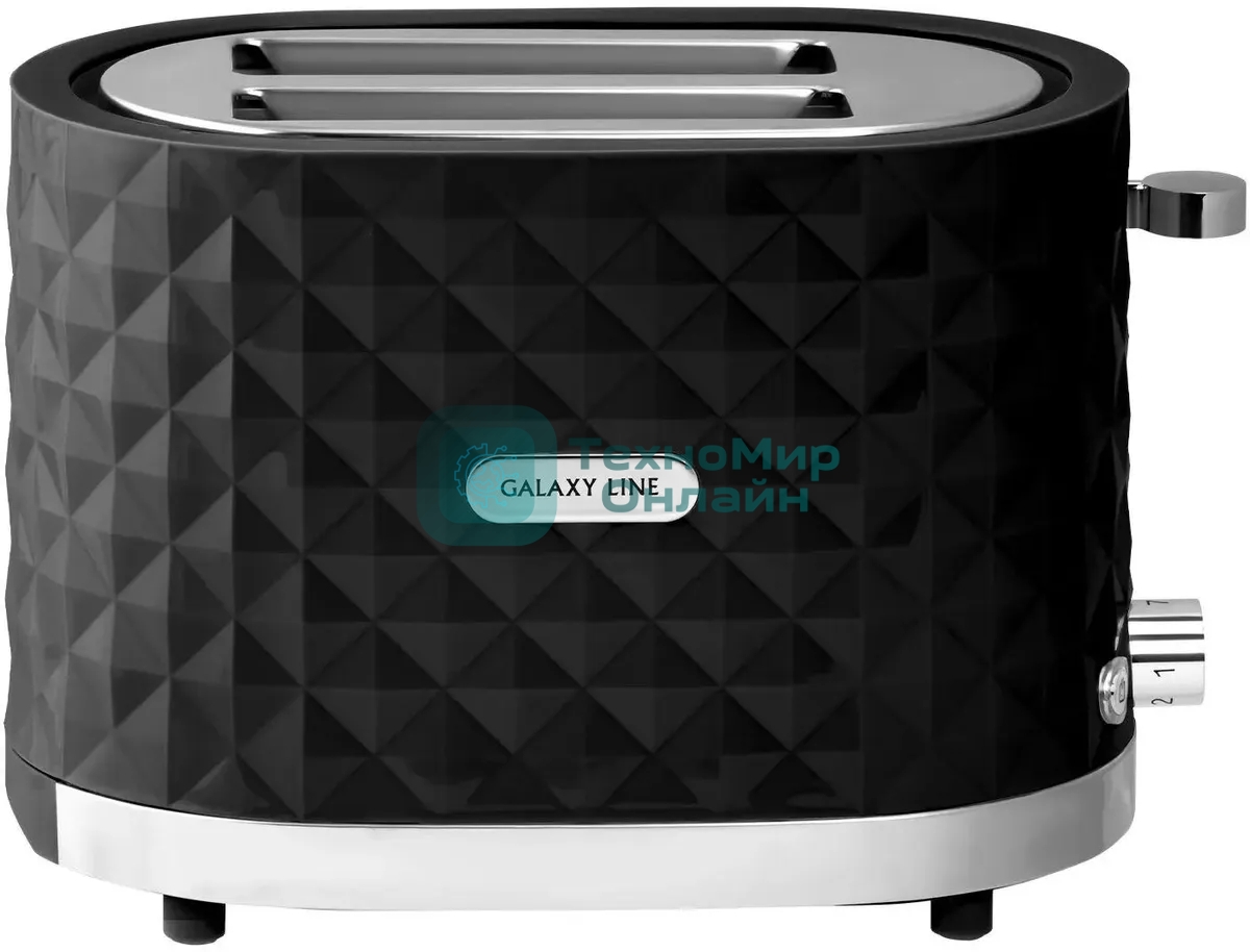 Тостер Galaxy Line GL 2912, черный, пластик, 1200 Вт