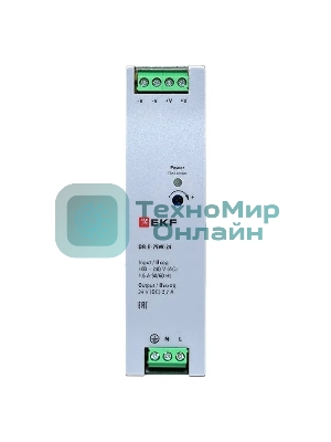 Блок питания на дин рейку EKF DR-E-75W-24 75Вт Uвх 220В AC Uвых 24В DC постоянного тока