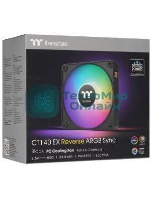 Вентилятор для корпуса Thermaltake CT140 EX Sync Reverse ARGB 140х140x25 черный 4-pin 32.8дБ (упак.:3шт) (CL-F193-PL14SW-A) Ret